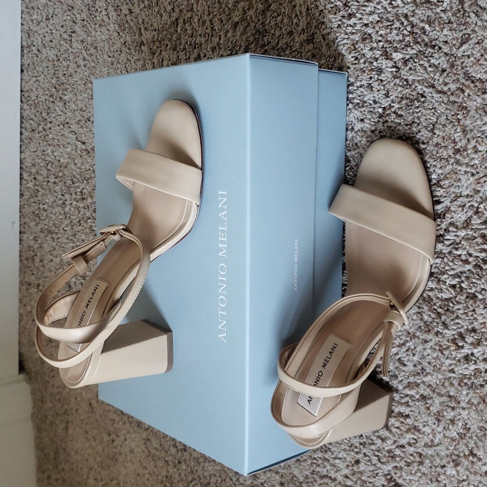 Antonio Melani Beige Block Heel Sandals